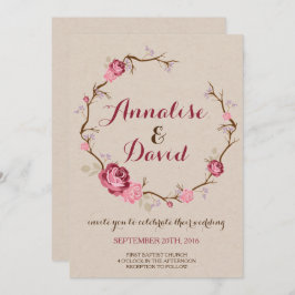 Convite Rustic Rosa Wedding