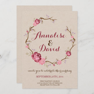 Convite Rustic Rosa Wedding