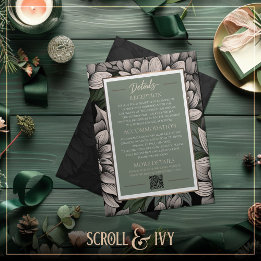 Convite Rustic Sage, Champagne White Bloom Detalhes do Cas