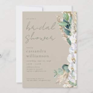 Convite Rustic Sage Grama Pampas Boho Floral Chá de Noiva