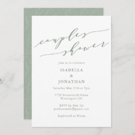 Convite Rustic Sage Green Botanical Script Couples Shower