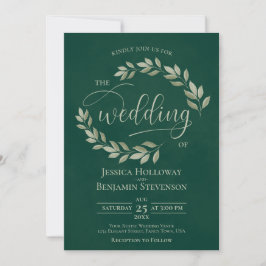 Convite Rustic Sage Green deixa casamento verde esmeralda