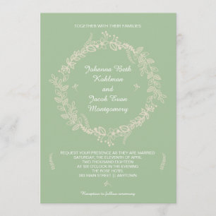 Convite Rustic Sage Green Descreveu Casamento Floral