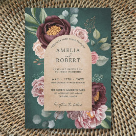 Convite Rustic Sage Green Watercolor Boho Floral Casamento