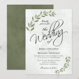 Convite Rustic Sage Green Watercolor Deixa Casamento Chic