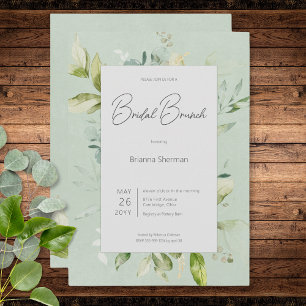 Convite Rustic Sage Natural Greenery Bridal Brunch