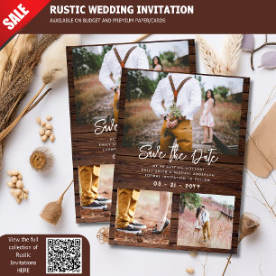 Convite RUSTIC Save the Date Weding PHOTO COLLAGE - Wood