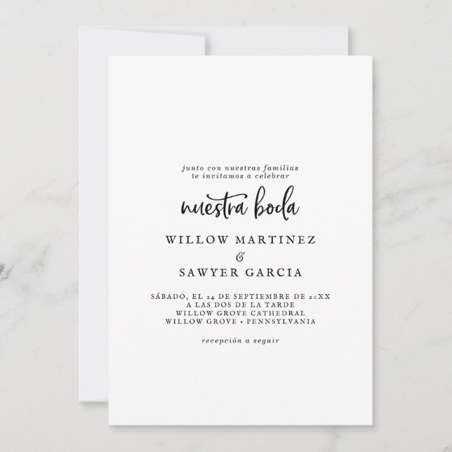 Convite Rustic Script Spanestra Boda (Frente)