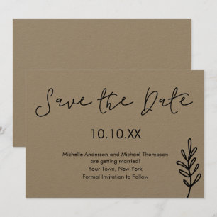 Convite Rustic Simple Botanical Save the Date