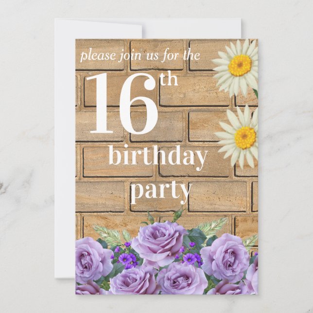 Convite Rustic sixteen Birthday Invitatio String Wood (Frente)