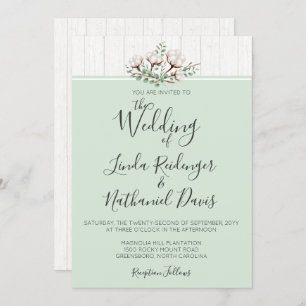 Convite Rustic Southern Cotton & Wood Weditation