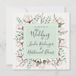 Convite Rustic Southern Cotton & Wood Weditation