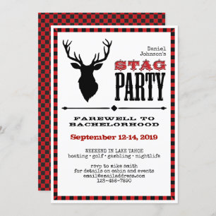 Convite Rustic Stag Bachelor Party on White