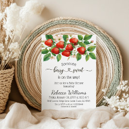 Convite Rustic Strawberry Red Berry Sweet Baby Shower
