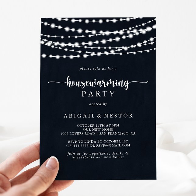 Convite Rustic String Lights House (Criador carregado)