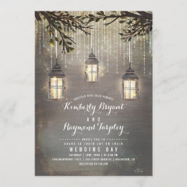 Convite Rustic String Luzes Lanternas Casamento do País