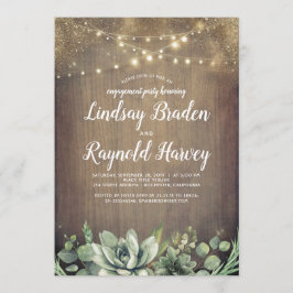 Convite Rustic Succulents Greenery Festa de noivado