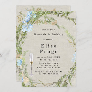 Convite Rustic Summer Fern Wreath Brunch e Bubble Invitati