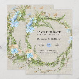 Convite Rustic Summer Fern Wreath Casamento Salva A Data