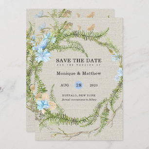 Convite Rustic Summer Fern Wreath Casamento Salva A Data