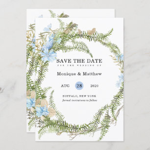 Convite Rustic Summer Fern Wreath Casamento Salvar A Data
