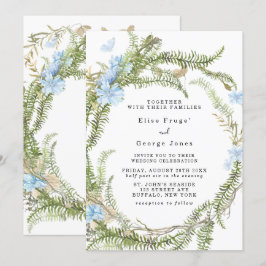 Convite Rustic Summer Fern Wreath Wreath Casamento Invita