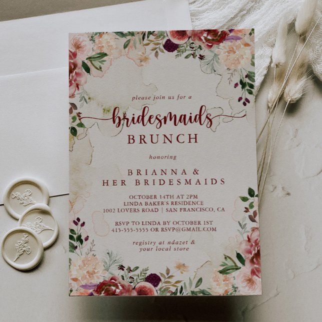 Convite Rustic Summer Floral Bridesmaids Chá Brunch (Criador carregado)