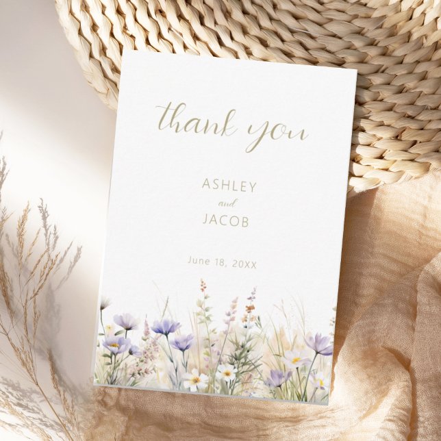 Convite Rustic Summer Meadow Wildflower Wedding Thank You  (Criador carregado)