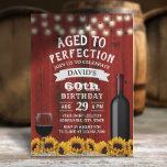 Convite Rustic Sunflower 60º aniversário Festa de Vinho<br><div class="desc">Girassóis russos e vinho envelhecidos em Convites de aniversário de perfeição.</div>