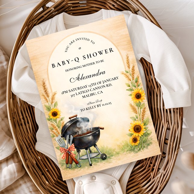 Convite Rustic Sunflower Baby Q Baby Shower (Criador carregado)