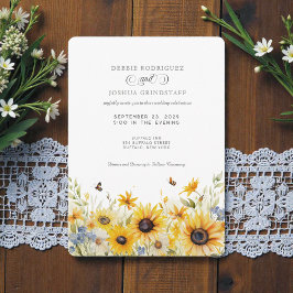 Convite Rustic Sunflower Barn Fall Wedding Invitation 
