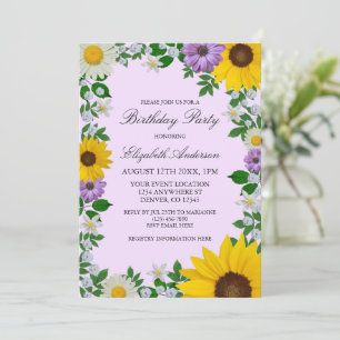 Convite Rustic Sunflower Daisy Floral Birthday