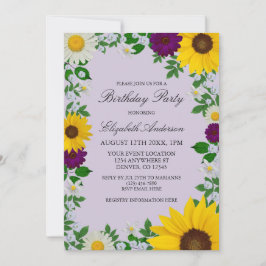 Convite Rustic Sunflower Daisy Floral Birthday