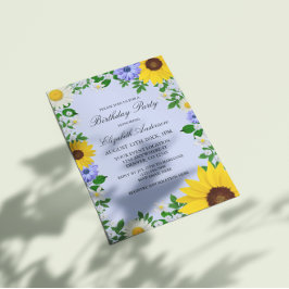 Convite Rustic Sunflower Daisy Floral Birthday