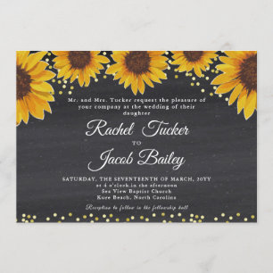 Convite Rustic Sunflower Dourado & Chalk Casation