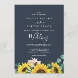 Convite Rustic Sunflower Eucalyptus | Casamento Marinho