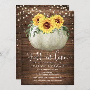 Convite Rustic Sunflower Fall in Love Chá de panela Invite