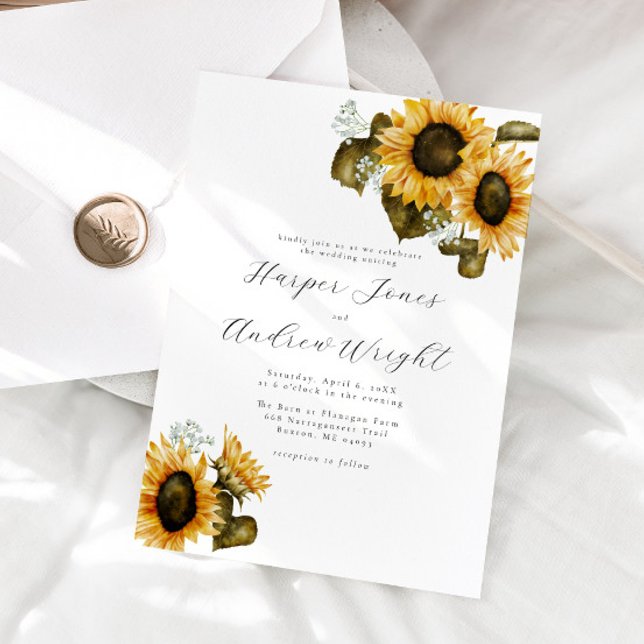 Convite Rustic Sunflower Floral Casamento (Criador carregado)