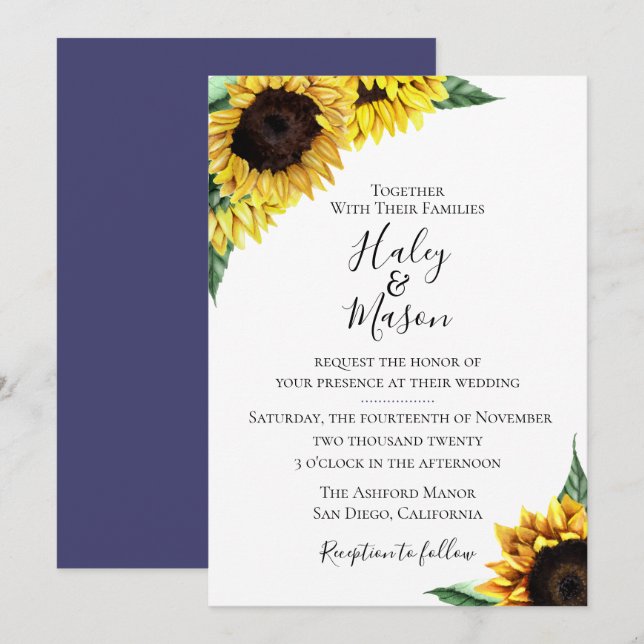 Convite Rustic Sunflower Floral Casamento (Frente/Verso)