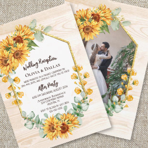 Convite Rustic Sunflower Floral Wedding Reception Photo