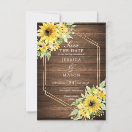 Convite Rustic Sunflower Greenery Casamento Salvar Data