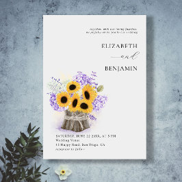 Convite Rustic Sunflower Hydrangea Watercolor Casamento Ch