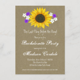Convite Rustic Sunflower Kraft Festa de solteira Invites