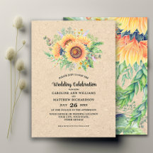 Rustic Sunflower Kraft Paper Casamento
