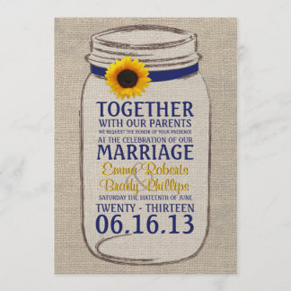 Convite Rustic Sunflower & Mason Jar Casamento