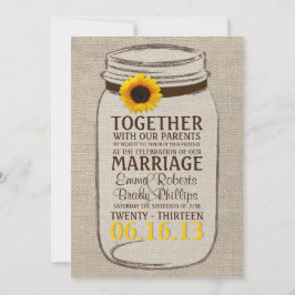 Convite Rustic Sunflower & Mason Jar Weditation