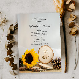 Convite Rustic Sunflower Natural Woods Posta Casamento Bru