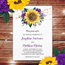 Rustic Sunflower Purple Rose Floral Lights Wedding