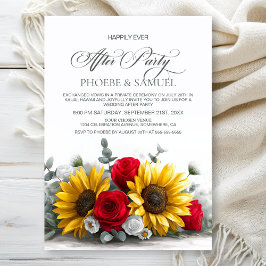 Convite Rustic Sunflower Red Rose Wedding After Party