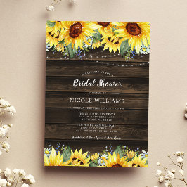 Convite Rustic Sunflower String Lights Bridal Shower